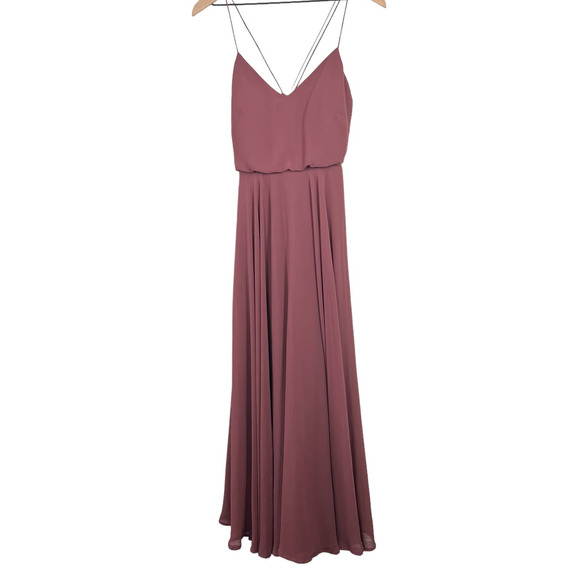 Jenny Yoo Inesse Chiffon Bridesmaid Gown in Cinnamon Rose Size 0 - Picture 2 of 5